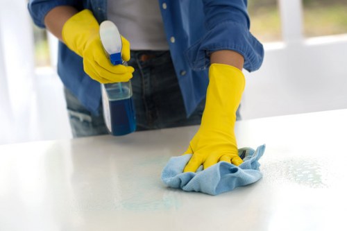 Close-up of a rug being carefully inspected for cleaning